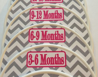 Baby Closet Dividers Grey Chevrons Bright Pink Labels CD180 Baby GirlShower Gift -  Zig Zag Baby Closet Clothes Organizers