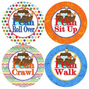 Baby 1e eerste MIJLPALEN groei Stickers Noahs Ark Baby Nursery thema MS552 babydouche cadeau Baby Foto Prop