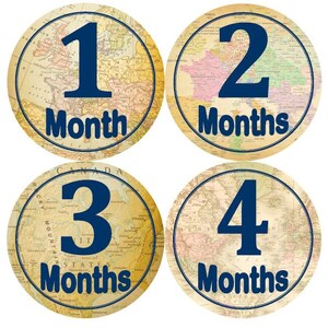 Baby maandelijkse mijlpaal groei Stickers Vintage World Maps Marine Travel kwekerij thema MS835 Baby Boy Girl douche cadeau Baby Foto Prop