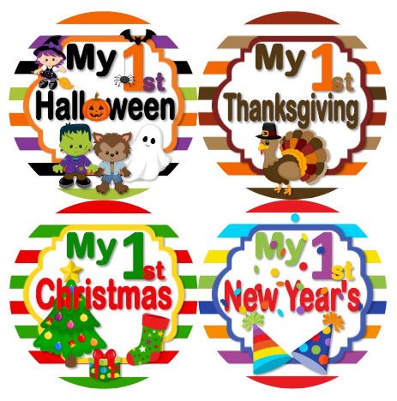 Patricks Easter 4th Baby My 1st First HOLIDAY Stickers First Year Holidays Stickers MS820 Halloween Thanksgiving Christmas New Years St