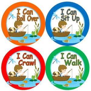 Baby 1e eerste MIJLPALEN groei Stickers Hengelsport jongen vissen MS504 kwekerij thema babydouche cadeau foto Prop