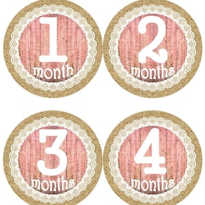 Baby maandelijkse mijlpaal groei Stickers jute witte Lace roze drijfhout Shabby elegantie MS500 Baby Girl kinderkamer thema douche Gift foto Prop