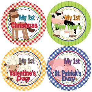 Baby 1e eerste vakantie groei Stickers boerderij dieren Baryard varken schapen paard koe MS512 Baby Boy Girl douche Gift kwekerij foto Prop