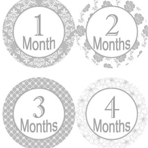 Baby maandelijkse mijlpaal groei Stickers Shabby elegantie grijs wit MS400 kwekerij thema Baby douche cadeau Baby Foto Prop