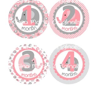 Maandelijkse mijlpaal groei Stickers baby roze en grijze olifant kinderkamer thema MS202 Baby douche cadeau Baby Foto Prop