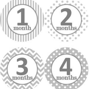 Baby maandelijkse mijlpaal groei Stickers grijs witte stippen strepen punthaken MS105 kwekerij thema Baby Boy Girl douche cadeau Baby Foto Prop