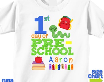 Personalized 1st First Day of Pre-school Back to School Shirt T-shirt Boy Girl Kids Preschool School Tee First Day of School Outfit