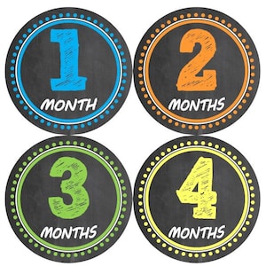 Baby maandelijkse mijlpaal groei Stickers schoolbord oranje groen blauw geel kinderkamer thema Chalk Board MS895 Baby douche Gift foto Prop