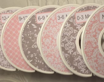 Baby Closet Dividers Organizers Shabby Elegance Soft Pink and Grey CD401 Infant and Toddler-  Baby Closet Clothes Organizers