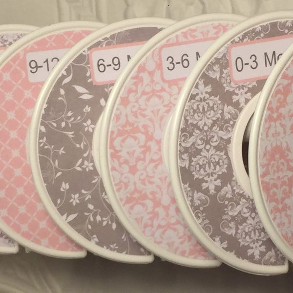 Baby Closet Dividers Organizers Shabby Elegance Soft Pink and Grey CD401 Infant and Toddler-  Baby Closet Clothes Organizers