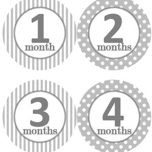 Baby maandelijkse mijlpaal groei Stickers grijs witte stippen strepen kinderkamer thema Baby Boy Girl douche cadeau Baby Foto Prop