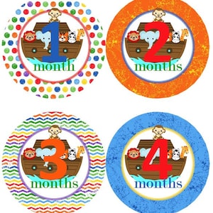 Baby maandelijkse mijlpaal groei Stickers Noahs Ark Baby Nursery thema MS552 Baby douche cadeau Baby Foto Prop
