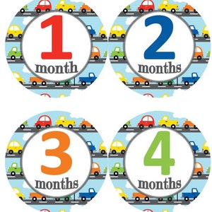 Baby maandelijkse mijlpaal groei Stickers jongen auto transport verkeer thema MS590 Baby Boy douche cadeau Baby Boy foto Prop
