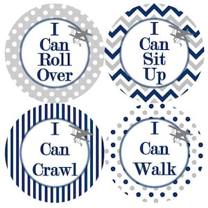 Baby 1e eerste MIJLPALEN groei Stickers Marine grijs Bi-vliegtuigen dubbeldekkers vliegtuig vliegtuigen kinderkamer thema MS519 babydouche Gift babyfoto