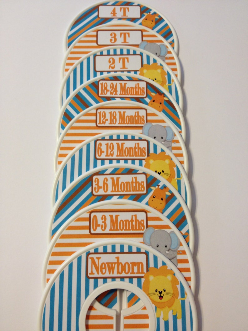 Baby Closet Dividers Organizers Lions Giraffes Elephants Jungle Orange Blue Brown CD829 Baby Boy Nursery Shower Gift image 3