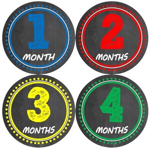 Baby maandelijkse mijlpaal groei Stickers schoolbord primaire rood groen blauw geel kinderkamer thema Chalk Board MS894 Baby douche Gift foto Prop