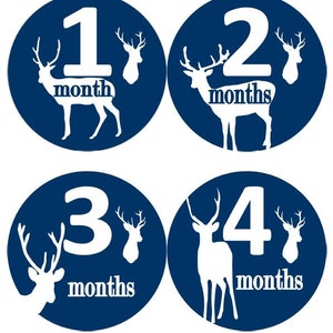 Baby maandelijkse mijlpaal groei Stickers Marine herten silhouetten MS561 Baby Boy Girl douche Gift kwekerij foto Prop Baby jacht jager van herten