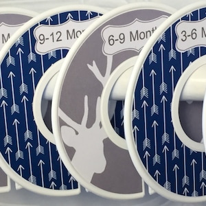 Diviseurs de placard organisateurs flèches bleu marine daim gris Silhouettes Tribal CD776 garçon fille chambre de bébé