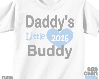 Baby Little Boy Daddy's Little Buddy Father's Day 2016 T-shirt Shirt Bodysuit Boy 1st First Father's Day Blue Grey