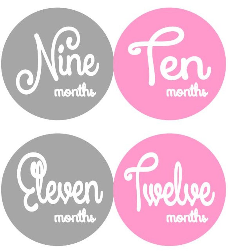 Baby Monthly Milestone Growth Stickers Pink Grey Nursery Theme Baby ...