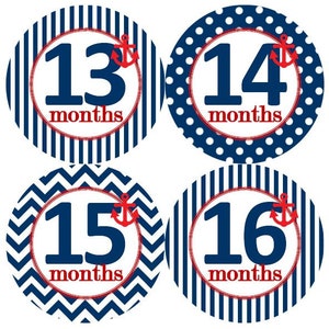 2e tweede jaar 13-24 Baby maandelijkse mijlpaal groei Stickers nautische Marine Red anker kinderkamer thema MS600 Baby douche cadeau Baby Foto Prop