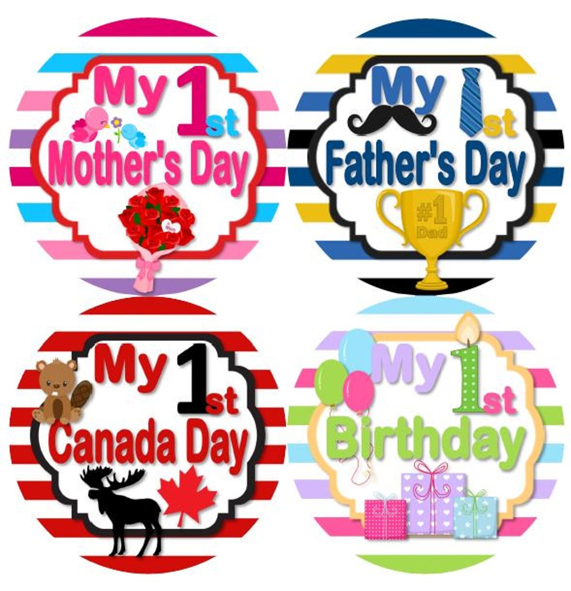 Canadian Baby My 1st First HOLIDAY Stickers First Year Holidays ...