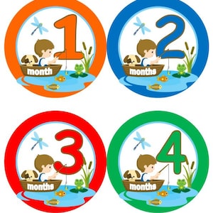 Baby maandelijkse mijlpaal groei Stickers Hengelsport jongen vissen MS504 kwekerij thema Baby douche cadeau Baby Foto Prop