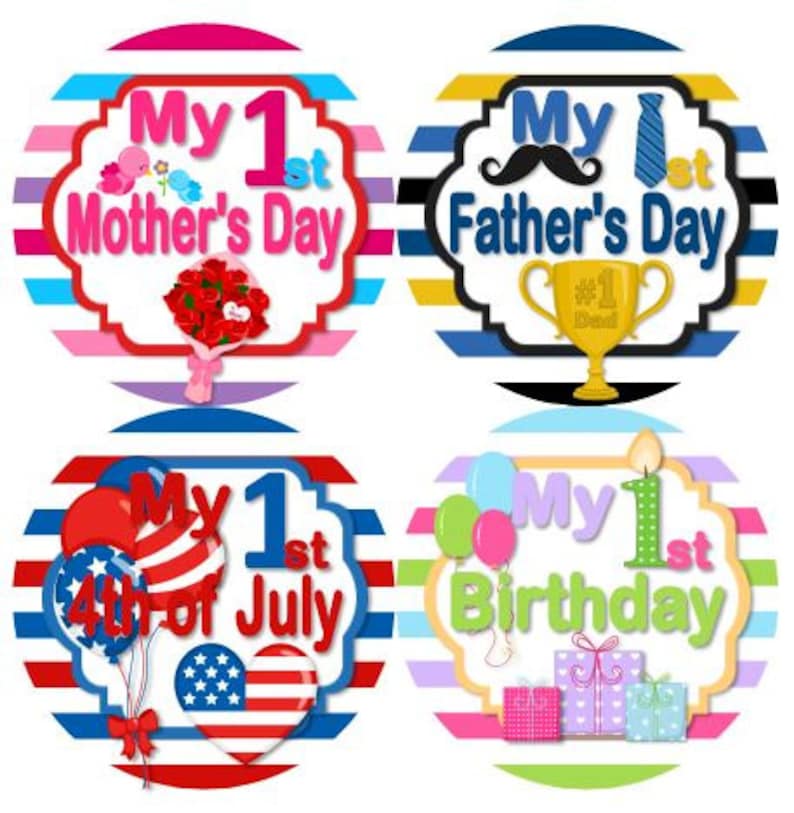Patricks Easter 4th Baby My 1st First HOLIDAY Stickers First Year Holidays Stickers MS820 Halloween Thanksgiving Christmas New Years St