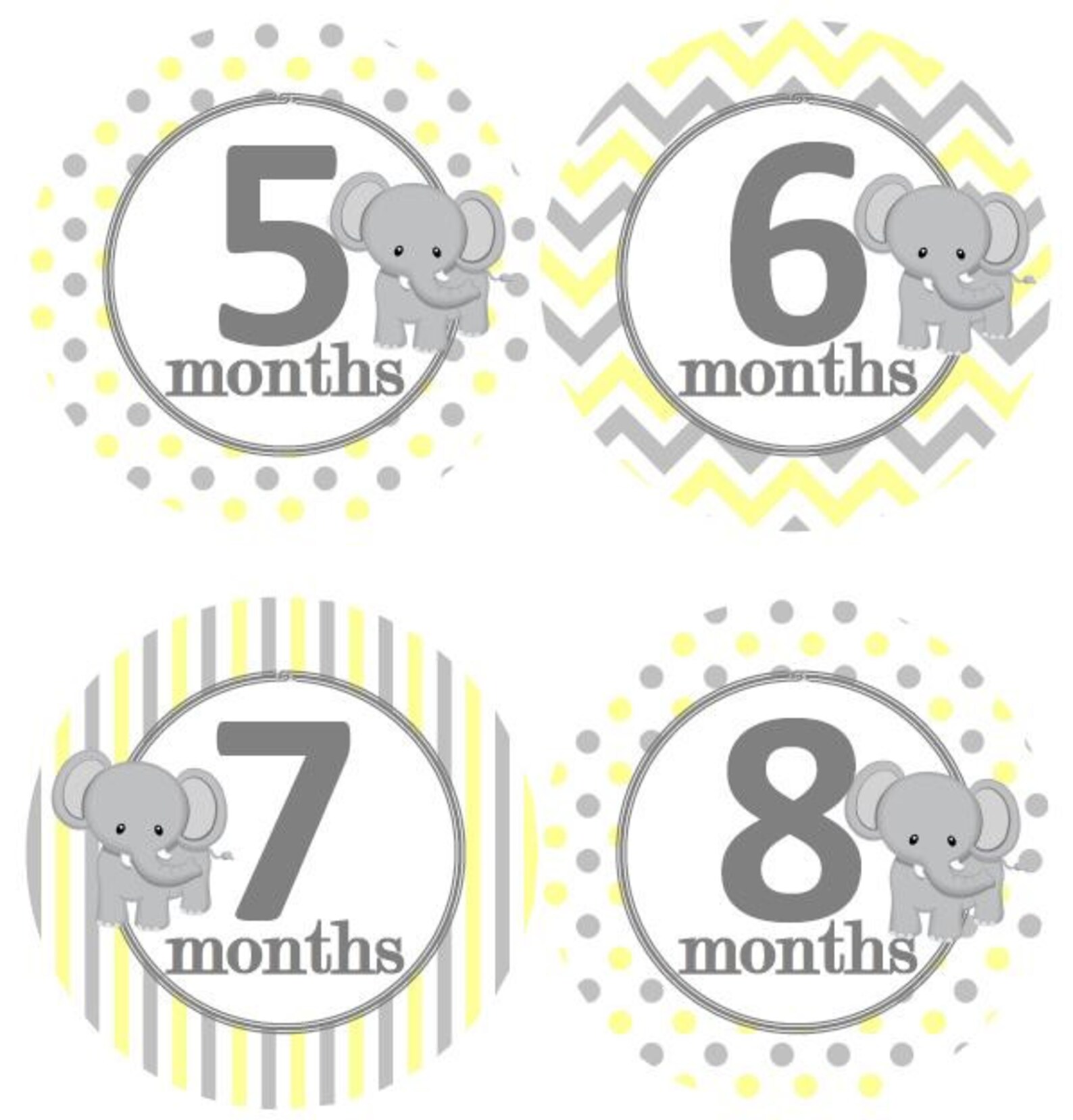 Baby Monthly Milestone Growth Stickers Grey Yellow Elephant - Etsy