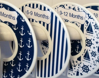 Baby Closet Dividers in Navy Nautical Anchors Sailboats Lighthouses Ocean Sea CD606 Baby Boy Shower Gift Nursery Clothes Organizers