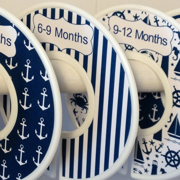 Baby Closet Dividers in Navy Nautical Anchors Sailboats Lighthouses Ocean Sea CD606 Baby Boy Shower Gift Nursery Clothes Organizers