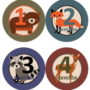 Baby maandelijkse mijlpaal groei Stickers bos dieren dragen Fox herten egel MS534 Baby Boy douche Gift foto Prop bos kleuter