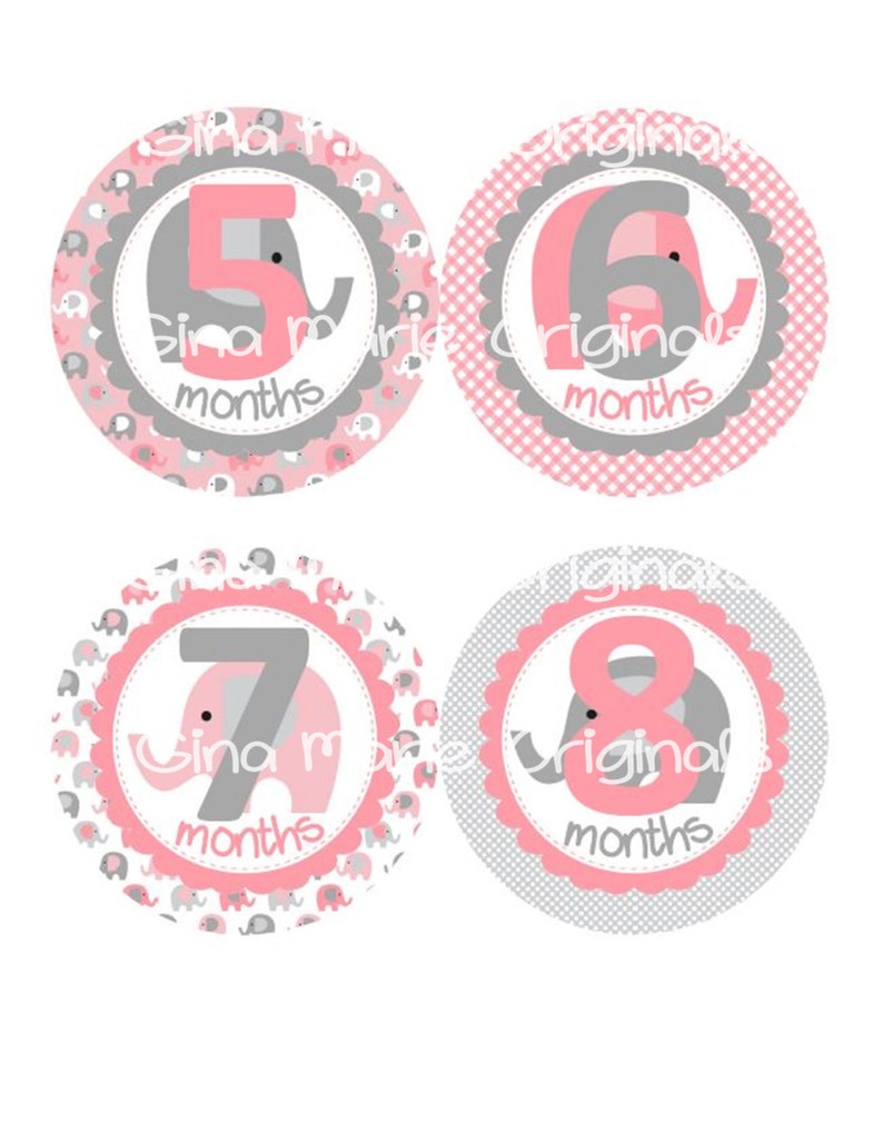 Baby Monthly Milestone Growth Stickers Pink and Grey Elephant - Etsy