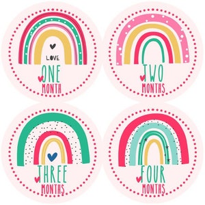 Baby maandelijkse mijlpaal groei stickers in moderne regenbogen voor meisje MS009 regenboog Bobo moderne kinderkamer thema baby shower gift baby foto prop
