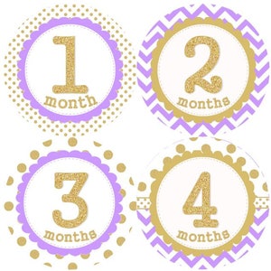 Baby maandelijkse mijlpaal groei Stickers Gold Glitter Laveder Dots punthaken kinderkamer thema MS949 Baby douche cadeau Baby Foto Prop