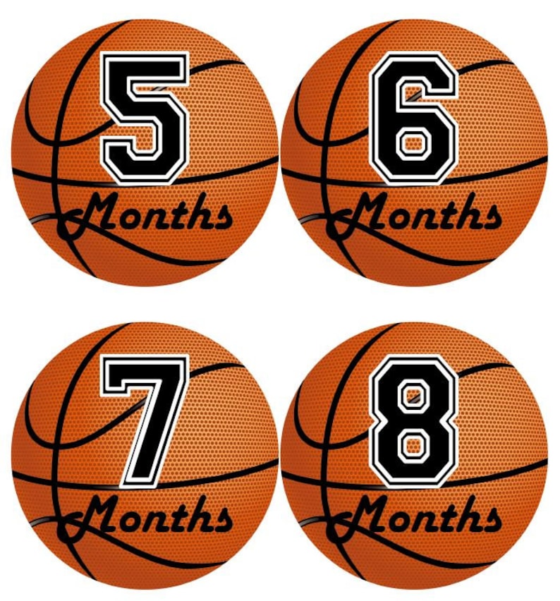 Baby Monthly Milestone Growth Stickers in Basketball Sports Etsy