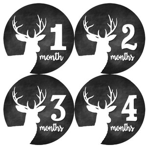 Maandelijkse mijlpaal groei Stickers schoolbord herten gewei bos MS834 Baby Boy Girl douche Gift kwekerij babyfoto Prop jacht
