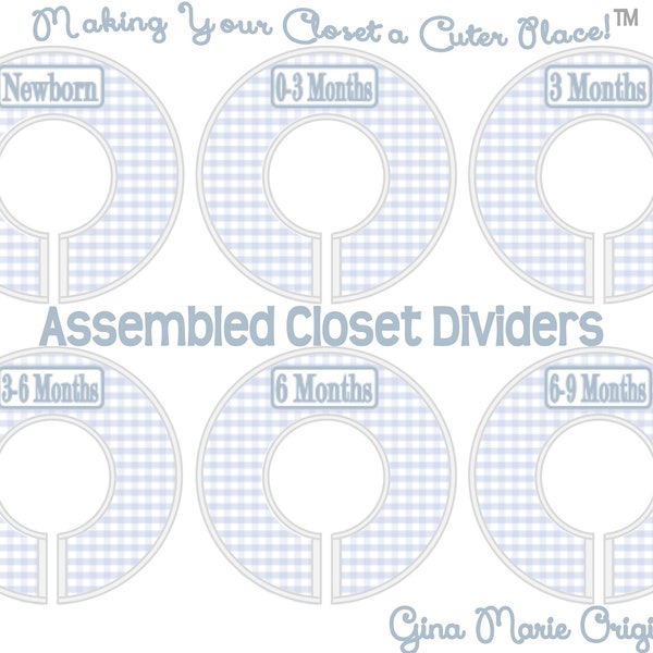 Baby Closet Clothes Dividers Baby Blue White Gingham Plaid Check Nursery 45 Color Choices Baby Bedding Baby Shower Gift Christmas