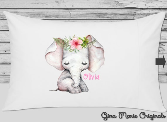 Funda de almohada personalizada Funda almohada niño niña elefante