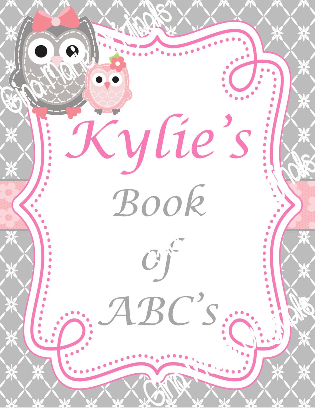 Personlized Printable Baby Shower Abc's Activity Book in Grey and Pink ...