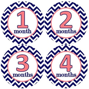 Maandelijkse mijlpaal groei Stickers baby Marine dubbele punthaken met roze koraal kinderkamer thema MS917 babyjongen of meisje douchegift Baby Phot