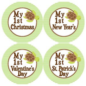 Baby 1e eerste vakantie groei Stickers in Green Brown Sea Turtles kinderkamer thema MS554 babydouche cadeau Baby Foto Prop
