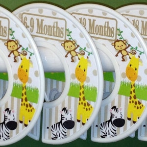 Baby Closet Dividers - Jungle Safari Giraffe Monkey Tan Beige CD528 Nursery Baby Shower Gift Baby Closet Clothes Organizers