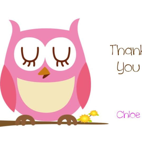 10 Personalized Pink Brown Owl Stationery Notecards Note Thank You Cards Adorable Pink and Brown Girl Stationery Kids Stocking Stuffers