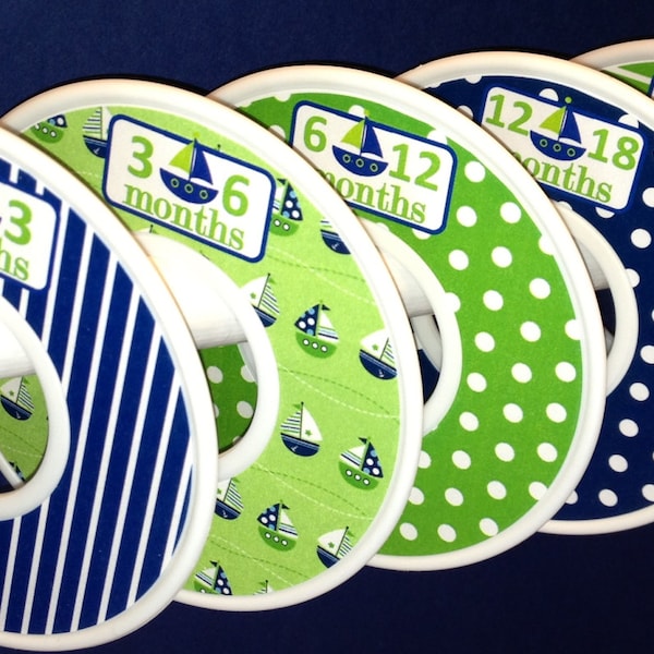 Baby Closet Dividers Navy and Green Nautical Sailboats CD636 Baby Boy Shower Gift Nursery -  Nautical Baby Closet Organizers