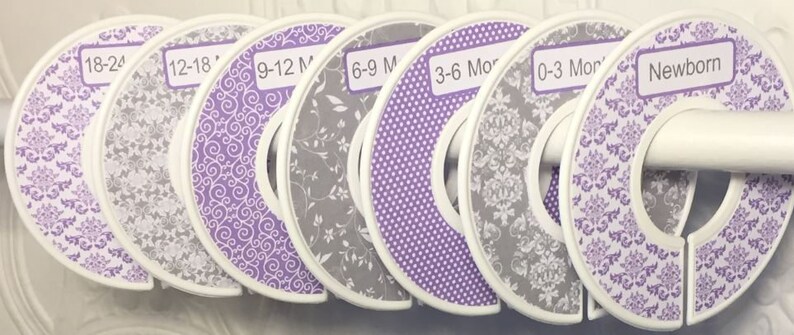 Baby Closet Dividers Organizers Shabby Elegance Grey and Lavender CD404 Baby Closet Clothes Organizers image 1