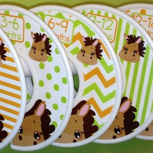 Baby Closet Dividers Organizers Orange Green Horse CD756 Baby Boy Girl Nursery Shower Gift Clothes Organizers
