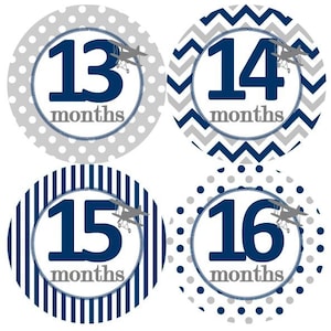 2e tweede jaar 13-24 maandelijkse mijlpaal groei Stickers Marine grijs Bi-vliegtuigen dubbeldekkers vliegtuig vliegtuigen kinderkamer thema MS519 douche babygift