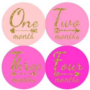 Baby maandelijkse mijlpaal groei Stickers Gold Glitter roze Ombre pijlen kinderkamer thema MS802 Baby douche cadeau Baby Foto Prop