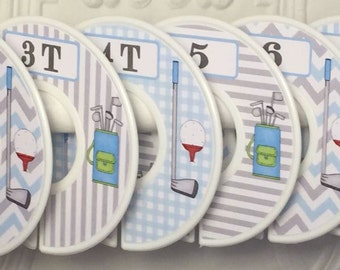 TODDLER Closet Dividers Blue Grey Golf Golfing Golf Clubs Golf Balls Preppy Golf CD796b Little Boy Bedroom Closet Dividers
